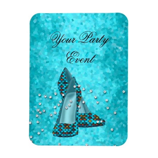 Feest Teal Blauwe Glitter Schoenen Magneet (Verticaal)