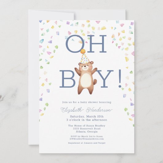 Feest Teddybeer Het is een Jongen Baby shower Uitn Kaart (Voorkant)