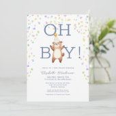 Feest Teddybeer Het is een Jongen Baby shower Uitn Kaart (Staand voorkant)