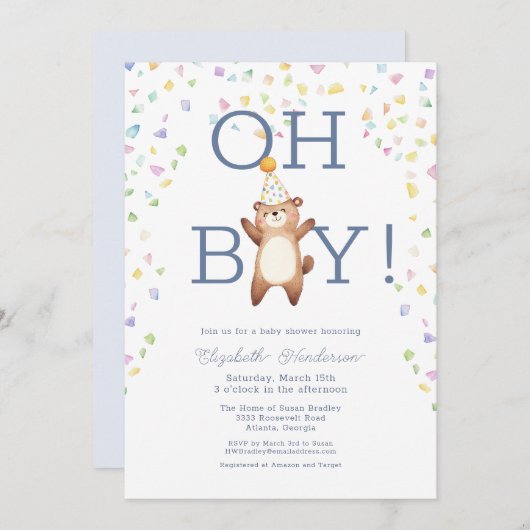 Feest Teddybeer Het is een Jongen Baby shower Uitn Kaart (Voorkant / Achterkant)