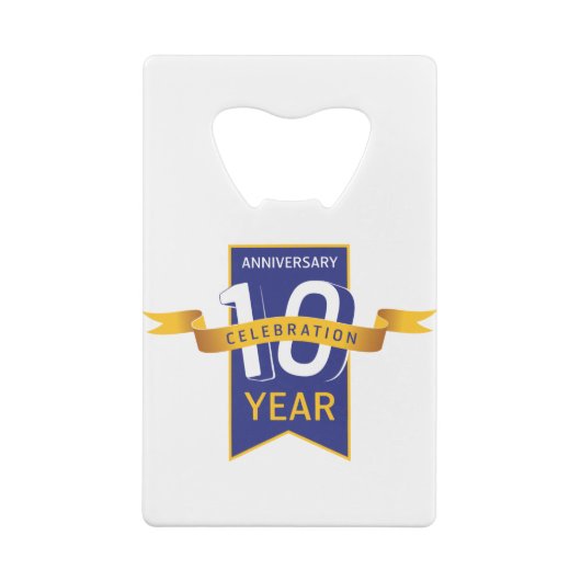 Feest ter viering van het 10-jarig jubileum creditkaart flessenopener (Achterkant)