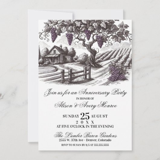 Feest ter viering van het jubileum van de wijngaar kaart (Voorkant)