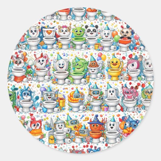 Feest Toilet Bemanning Ronde Sticker (Voorkant)