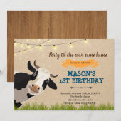 Feest tot de koeien thuis komen boerderij uitnodig kaart (Voorkant / Achterkant)