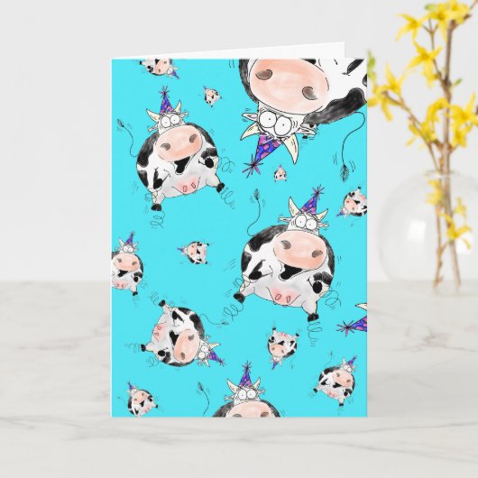 Feest tot de Koeien thuiskomen Verjaardag Kaart (Gele Bloem)