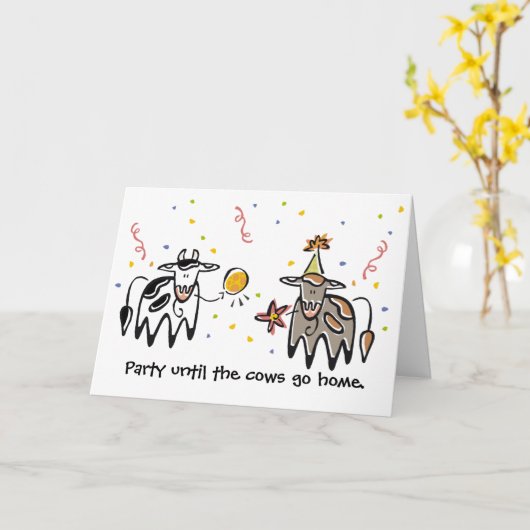 Feest tot de koeien thuiskomen Verjaardag Kaart (Gele Bloem)