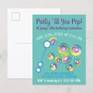 Feest Totdat Je Borrelstok Verjaardags Bubbles Uitnodiging Briefkaart