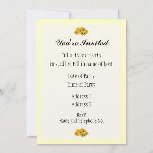 Feest Uitnodiging -Daisy Design (Voorkant)