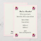 Feest Uitnodiging - Daisy Design (Voorkant / Achterkant)