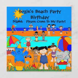 Feest Uitnodiging Verjaardag Strand Meisjes Kinder