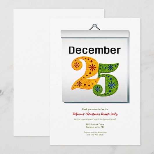 Feest van 25 december kaart (Voorkant / Achterkant)