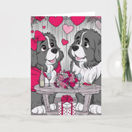 Feest van 2 (Blank binnenkant). Newfy-liefde Feestdagen Kaart