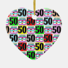 FEEST VAN 50 JAAR OUD KERAMISCH ORNAMENT