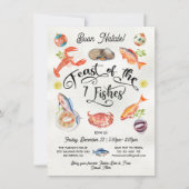 Feest van de 7 Fishes Christmas Party Waterverf Kaart (Voorkant)