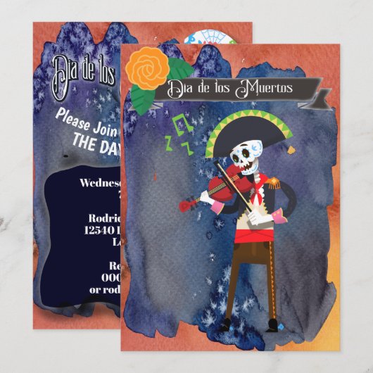 Feest van de Doden Dia de Los Muertos Viering Kaart (Voorkant / Achterkant)