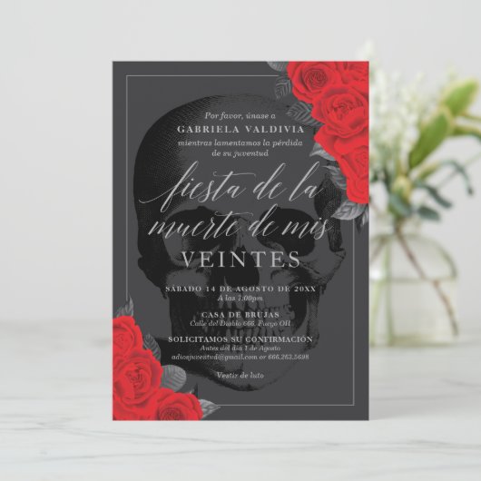 Feest van de Dood van mijn Twintigers Kaart (Staand voorkant)