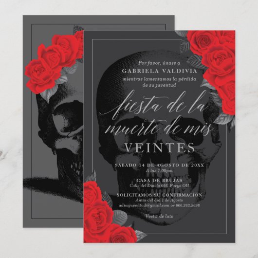 Feest van de Dood van mijn Twintigers Kaart (Voorkant / Achterkant)