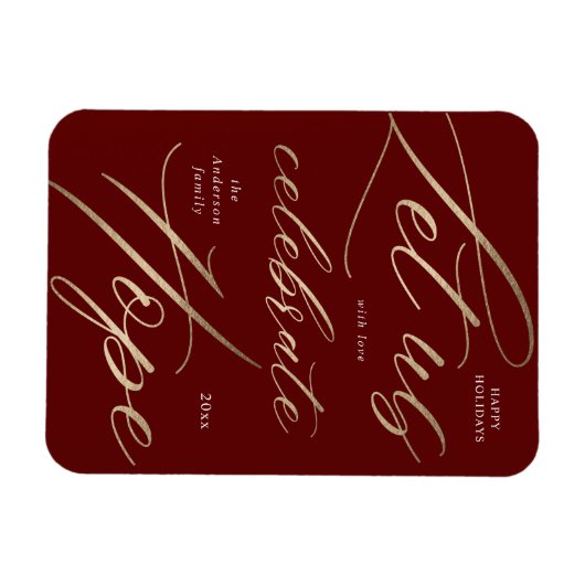 feest van de feestdag met het 'hope gold script' magneet (Horizontaal)