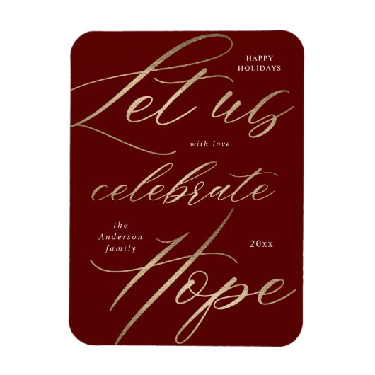 feest van de feestdag met het 'hope gold script' magneet (Verticaal)