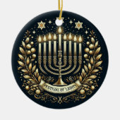 Feest van de Lichten Hanukkah Keramisch Ornament (Voorkant)