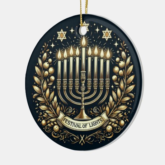 Feest van de Lichten Hanukkah Keramisch Ornament (Links)