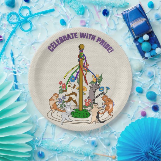 Feest van de Pride Maypole Cats Papieren Bordje (Feest)