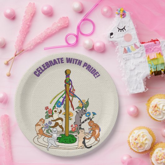 Feest van de Pride Maypole Cats Papieren Bordje (Feest)