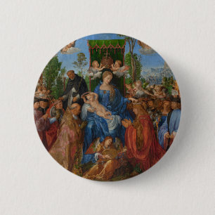 Feest van de Roos Garlands, 1506 (olie op hout) Ronde Button 5,7 Cm