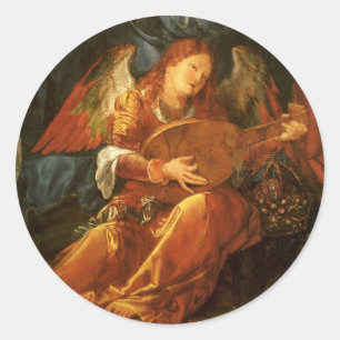 Feest van de Rozenkrans engel door Albrecht Durer Ronde Sticker