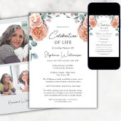 Feest van het leven Foto Peach Rozen Begrafenis Kaart