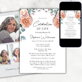 Feest van het leven Foto Peach Rozen Begrafenis Kaart