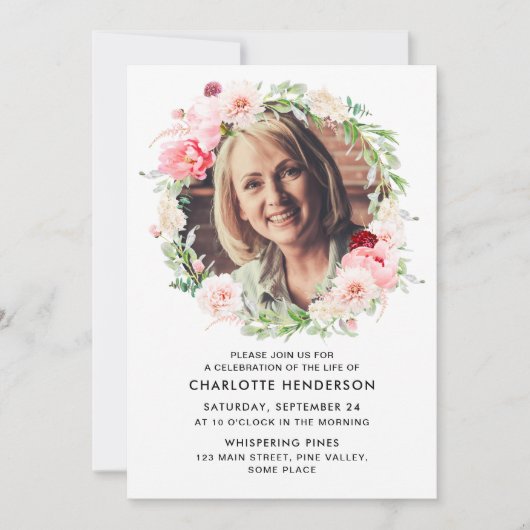 Feest van het leven Waterverf Photo Memorial Kaart (Voorkant)