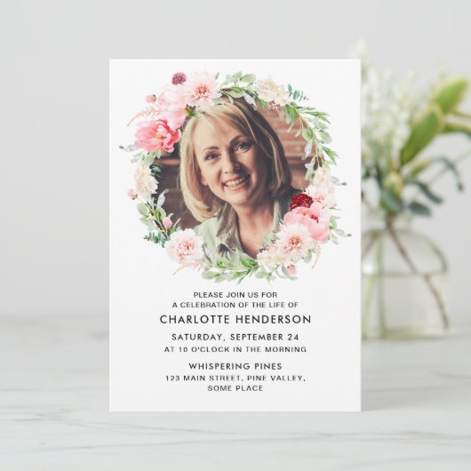 Feest van het leven Waterverf Photo Memorial Kaart (Staand voorkant)