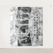 Feest van het Leven Zwart Witte Marmer Drie Foto Wandkleed (Voorkant)