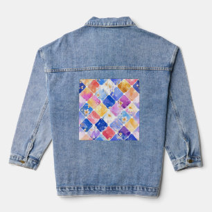 Feest van kleuren in een bloementuin denim jacket