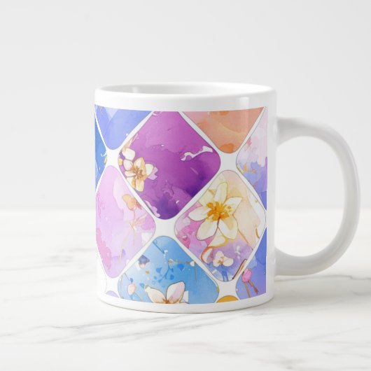 Feest van kleuren in een bloementuin grote koffiekop (Rechts)