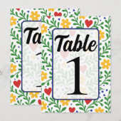 Feest van Liefde Kleurrijk Bloemstuk Tafelnummer (Voorkant / Achterkant)