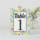 Feest van Liefde Kleurrijk Bloemstuk Tafelnummer (Staand voorkant)