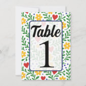 Feest van Liefde Kleurrijk Bloemstuk Tafelnummer (Achterkant)