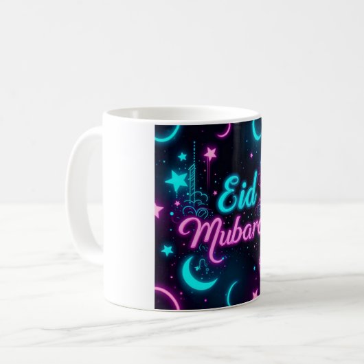 Feest van Neon Eid Mubarak Koffiemok (Voorkant links)