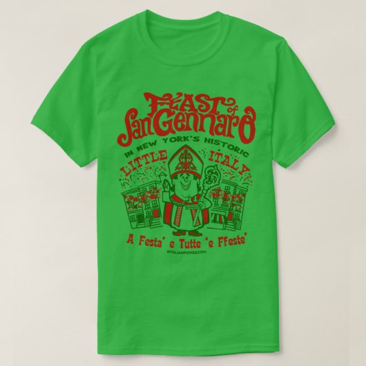 Feest van San Gennaro NYC Faux Terug T-shirt (Design voorkant)