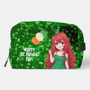 Feest van Sint-Patrick schattig, Ierse anime meid Toilettasje