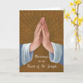 Feest van St. Joseph Zegeningen Bidden Handen Kaart (Gele Bloem)