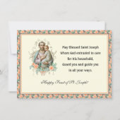 Feest van St. Jozef Katholieke Memorare Gebedskaar Kaart (Achterkant)