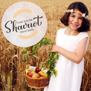 Feest van Weeks Happy Shavuot Hebreeuws Ronde Sticker