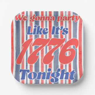 Feest vanavond alsof het 1776 is papieren bordje