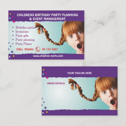 Feest, verrassing, visitekaartje (Voorkant / Achterkant)