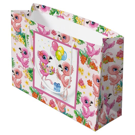 Feest voor babyflamingo's groot cadeauzakje (Achterkant Gekanteld)