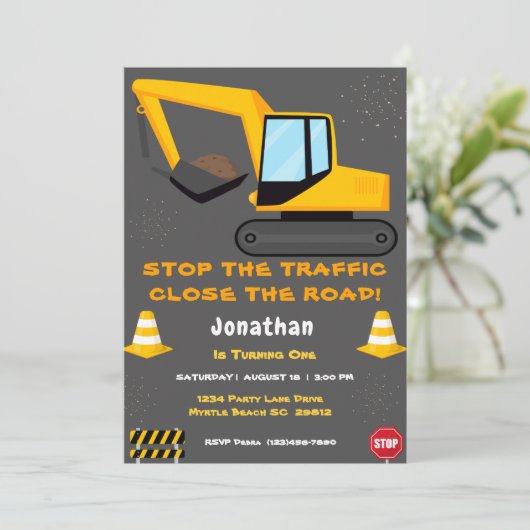 Feest voor constructie-liefhebbende jongens die vo kaart (Staand voorkant)