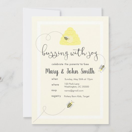 Feest voor de ouders-to-bee kaart (Voorkant)